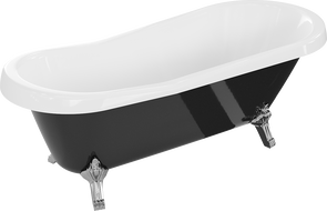 Mexen Retro baignoire autoportante 170 x 75 cm, blanche/noire, pieds chromés - 53251707575-00