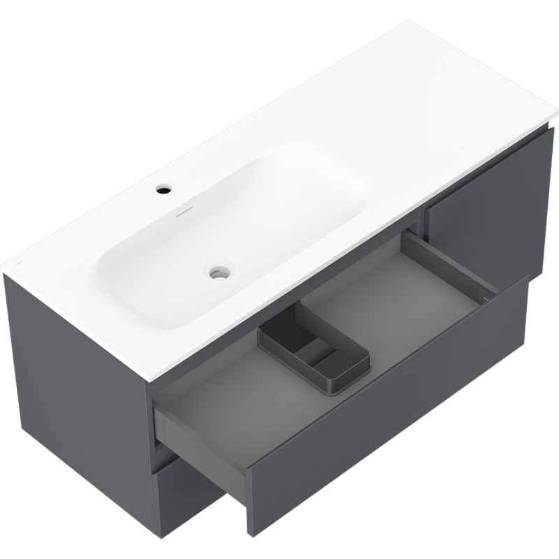 Mexen Orio armoire de salle de bain 120 cm avec lavabo Vela gauche, 2S, 1D, graphite mat/blanc mat