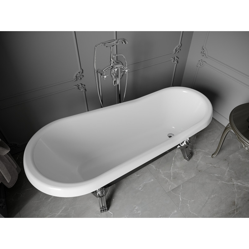 Mexen Retro baignoire autoportante 170 x 75 cm, blanche/noire, pieds chromés - 53251707575-00