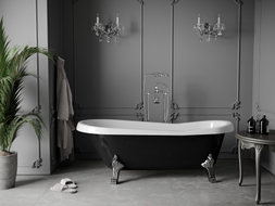Mexen Retro baignoire autoportante 170 x 75 cm, blanche/noire, pieds chromés - 53251707575-00