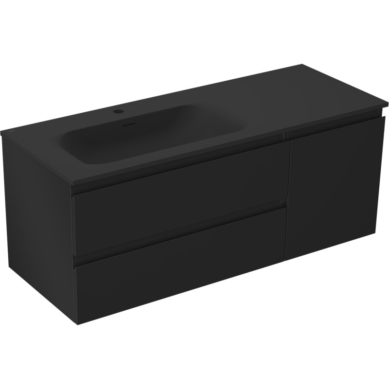 Mexen Orio armoire de salle de bains 120 cm avec lavabo Vela gauche, 2S, 1D, noir mat - 91A13-12047-3-BBFFF71-W23L71