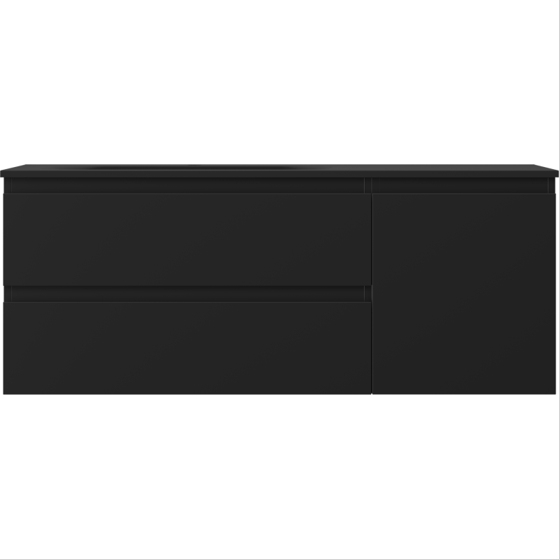 Mexen Orio meuble de salle de bain 120 cm avec lavabo Vela gauche, 2S, 1D, noir mat - 91A13-12047-3-BBFFF71-W23L71
