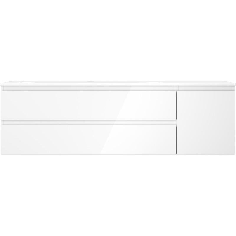 Mexen Orio armoire de salle de bain 160 cm avec lavabo Vela gauche, 2S, 1D, blanc brillant - 91A13-16047-3-BBFFF00-W23L00