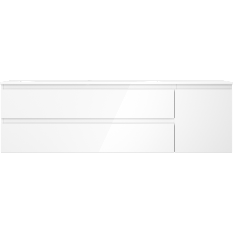 Mexen Orio meuble de salle de bain 160 cm avec lavabo Vela à gauche, 2S, 1D, blanc brillant - 91A13-16047-3-BBFFF00-W23L00