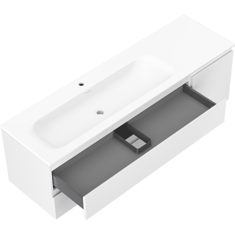 Mexen Orio armoire de salle de bain 160 cm avec lavabo Vela gauche, 2S, 1P, blanc mat - 91A13-16047-3-BBFFFF01-W23L01