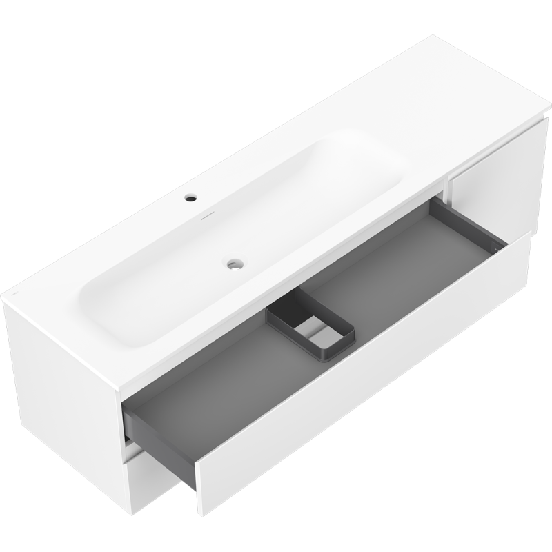 Mexen Orio meuble de salle de bains 160 cm avec lavabo Vela gauche, 2S, 1D, blanc mat - 91A13-16047-3-BBFFFF01-W23L01