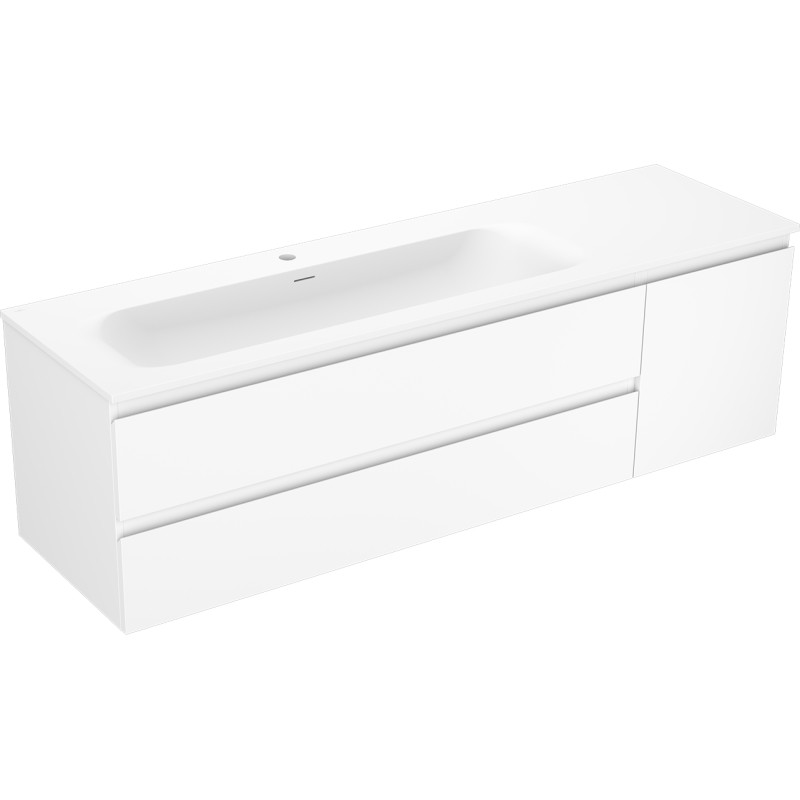 Mexen Orio armoire de salle de bain 160 cm avec lavabo Vela gauche, 2S, 1P, blanc mat - 91A13-16047-3-BBFFFF01-W23L01
