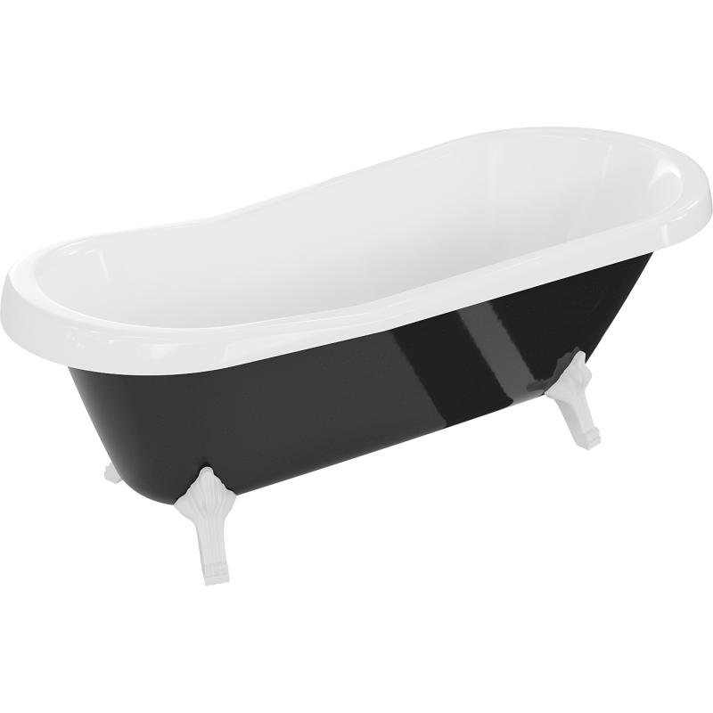 Mexen Retro baignoire autonome 170 x 75 cm, Blanc/Noir, pieds Blanc - 53251707575-20