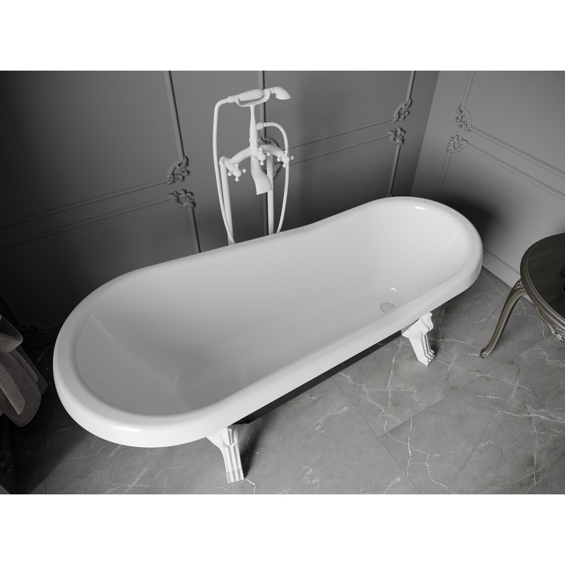 Mexen Retro baignoire autoportante 170 x 75 cm, blanche/noire, pieds blancs - 53251707575-20