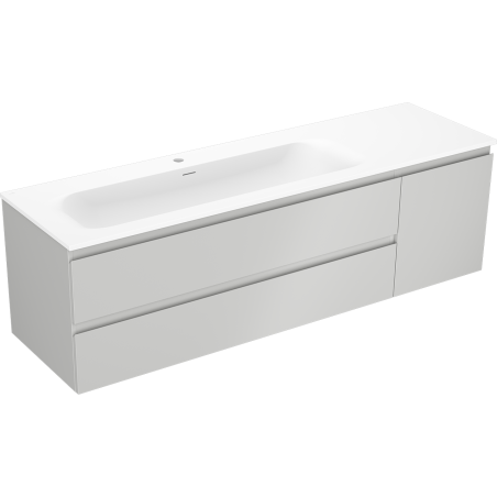Mexen Orio armoire de salle de bain 160 cm avec lavabo Vela à gauche, 2T, 1P, gris mat/blanc mat - 91A13-16047-3-BBFFF62-W23L01