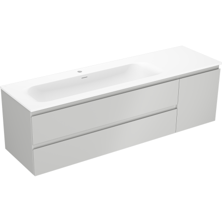 Mexen Orio meuble de salle de bains 160 cm avec lavabo Vela à gauche, 2S, 1D, gris mat/blanc mat - 91A13-16047-3-BBFFF62-W23L01