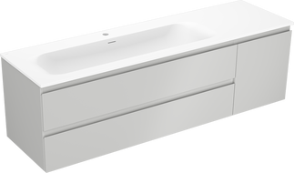 Mexen Orio armoire de salle de bain 160 cm avec lavabo Vela à gauche, 2T, 1P, gris mat/blanc mat - 91A13-16047-3-BBFFF62-W23L01