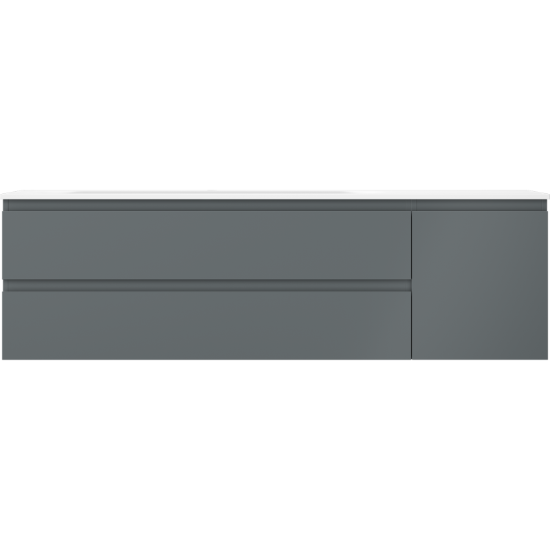 Mexen Orio meuble de salle de bain 160 cm avec lavabo Vela gauche, 2T, 1P, graphite mat/blanc mat - 91A13-16047-3-BBFFF66-W23L01