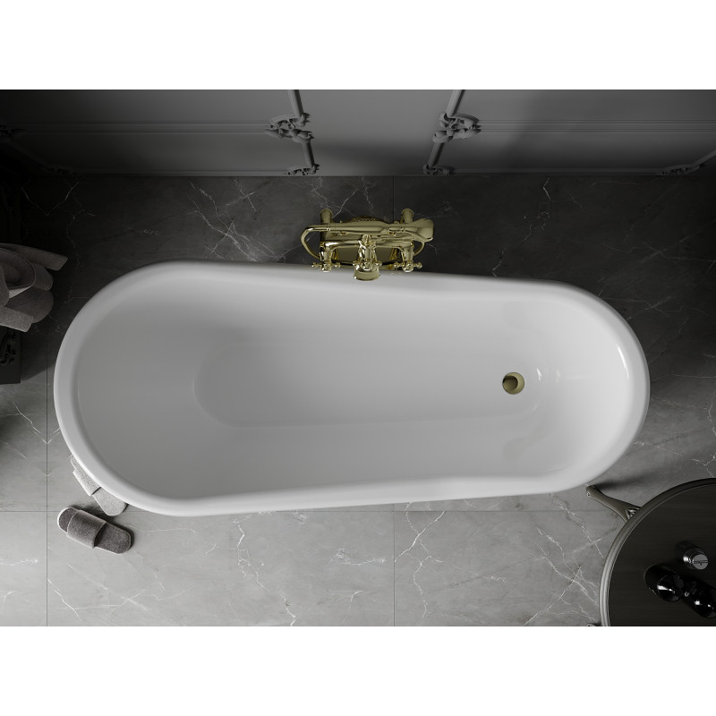 Mexen Retro baignoire autoportante 170 x 75 cm, blanche/noire, pieds dorés - 53251707575-50