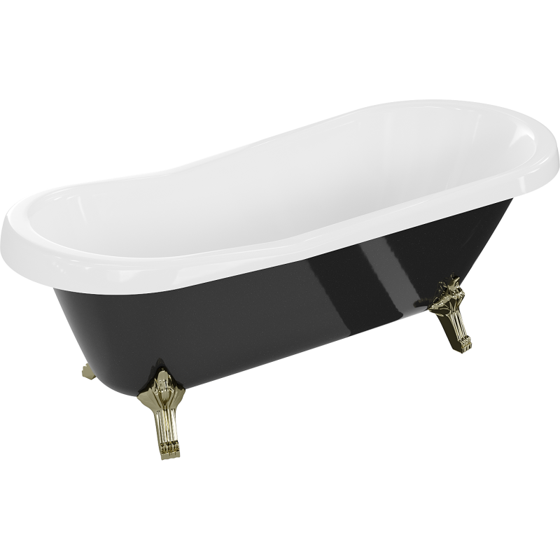 Mexen Retro baignoire autonome 170 x 75 cm, Blanc/Noir, pieds Or - 53251707575-50
