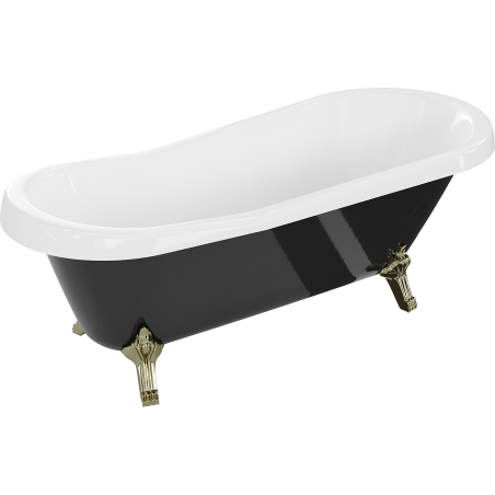 Mexen Retro baignoire autonome 170 x 75 cm, Blanc/Noir, pieds Or - 53251707575-50