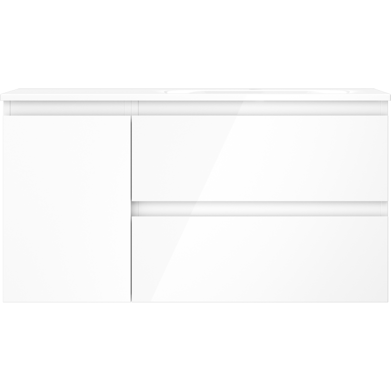 Mexen Orio meuble de salle de bain 90 cm avec lavabo Vela à droite, 2S, 1D, blanc brillant - 91A13-09047-3-BBFFF00-W23P00