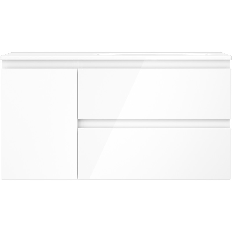 Mexen Orio meuble de salle de bain 90 cm avec lavabo Vela droit, 2S, 1D, blanc brillant - 91A13-09047-3-BBFFF00-W23P00