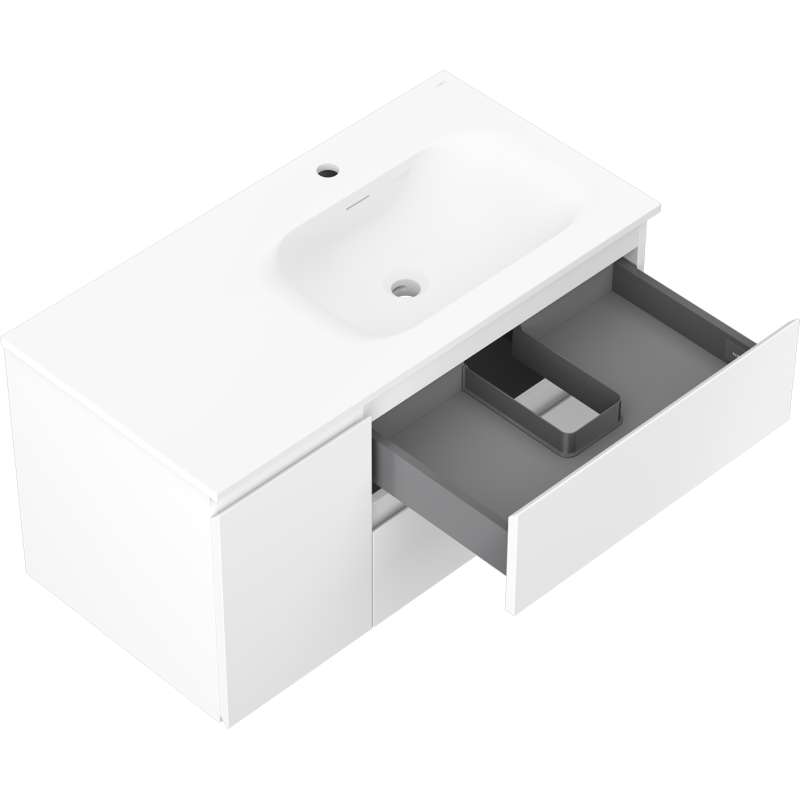 Mexen Orio armoire de salle de bain 90 cm avec lavabo Vela à droite, 2S, 1D, blanc mat - 91A13-09047-3-BBFFFF01-W23P01