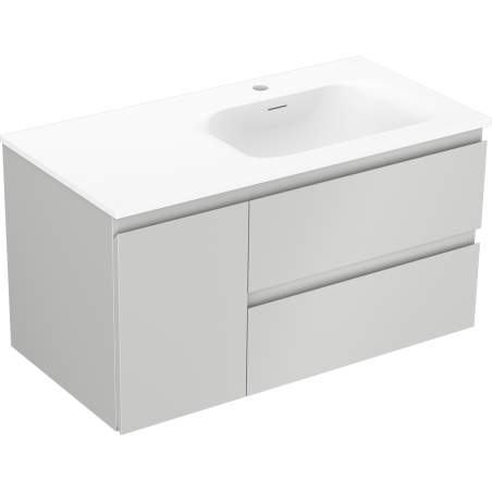 Mexen Orio armoire de salle de bain 90 cm avec lavabo Vela à droite, 2S, 1D, gris mat/blanc mat - 91A13-09047-3-BBFFF62-W23P01