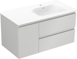 Mexen Orio armoire de salle de bain 90 cm avec lavabo Vela à droite, 2S, 1D, gris mat/blanc mat - 91A13-09047-3-BBFFF62-W23P01