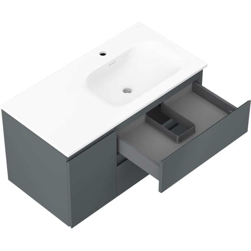 Mexen Orio armoire de salle de bain 90 cm avec lavabo Vela à droite, 2T, 1P, graphite mat/blanc mat