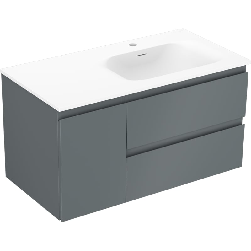 Mexen Orio armoire de salle de bain 90 cm avec lavabo Vela à droite, 2T, 1P, graphite mat/blanc mat