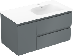 Mexen Orio meuble de salle de bain 90 cm avec lavabo Vela droit, 2S, 1D, graphite mat/blanc mat - 91A13-09047-3-BBFFF66-W23P01