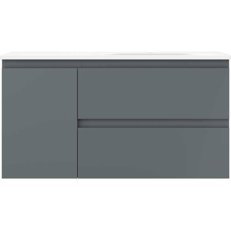 Mexen Orio meuble de salle de bain 90 cm avec lavabo Vela droit, 2S, 1D, graphite mat/blanc mat - 91A13-09047-3-BBFFF66-W23P01