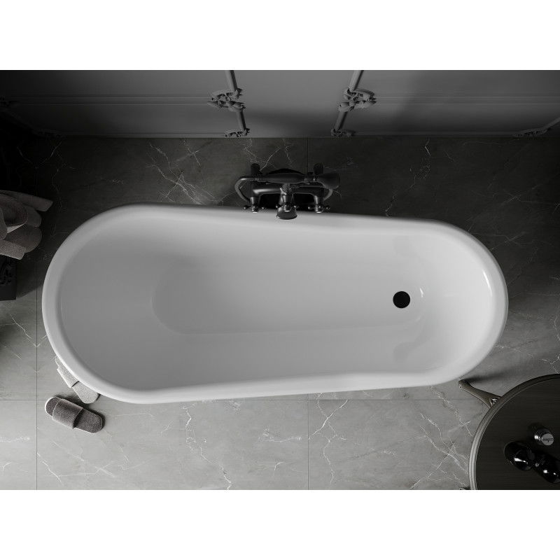 Mexen Retro baignoire autoportante 170 x 75 cm, blanche/noire, pieds noirs - 53251707575-70
