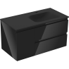 Mexen Orio armoire de salle de bain 90 cm avec lavabo Vela droit, 2S, 1D, noir brillant/noir mat - 91A13-09047-3-BBFFF70-W23P71