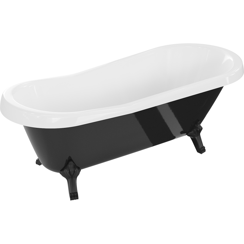 Mexen Retro baignoire autoportante 170 x 75 cm, blanche/noire, pieds noirs - 53251707575-70