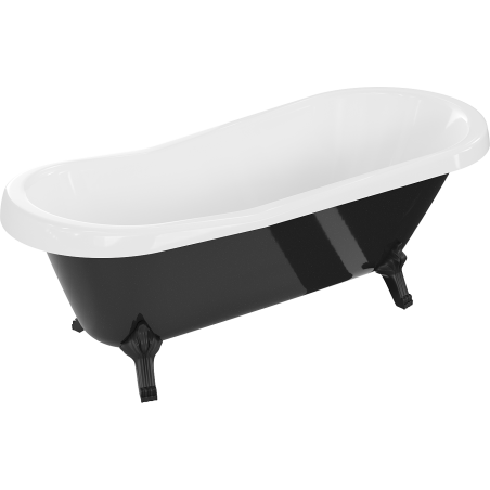 Mexen Retro baignoire autoportante 170 x 75 cm, blanche/noire, pieds noirs - 53251707575-70
