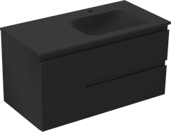 Mexen Orio armoire de salle de bains 90 cm avec lavabo Vela droit, 2T, 1P, noir mat - 91A13-09047-3-BBFFF71-W23P71