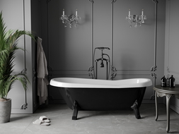 Mexen Retro baignoire autonome 170 x 75 cm, Blanc/Noir, pieds Noir - 53251707575-70