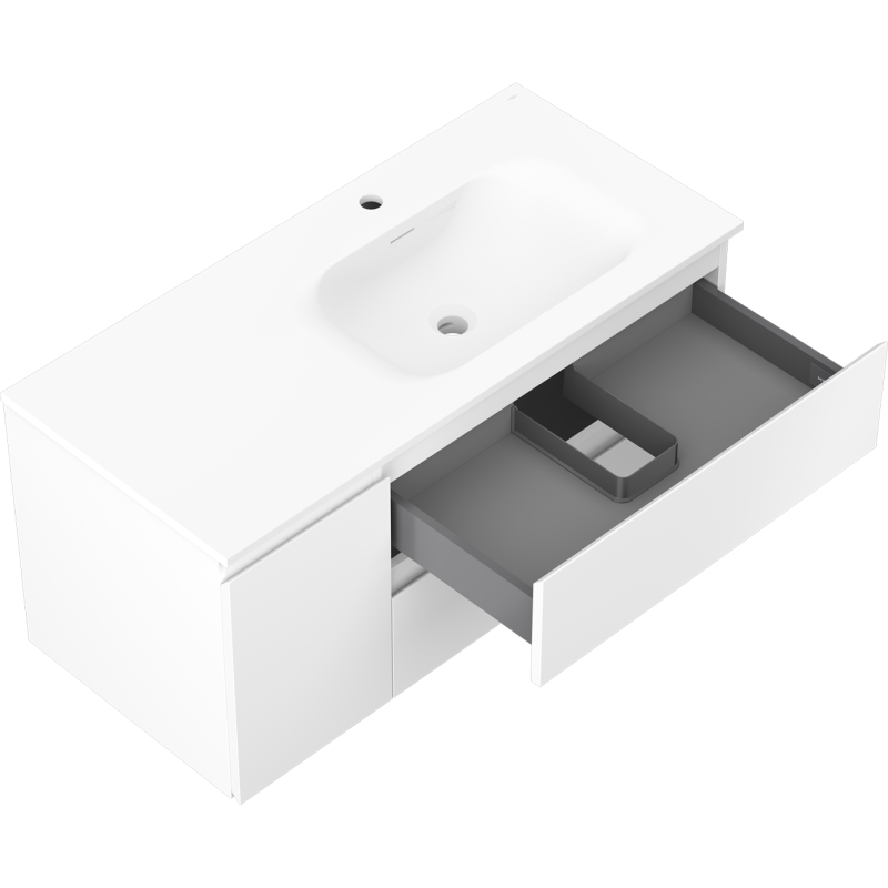 Mexen Orio armoire de salle de bain 100 cm avec lavabo Vela droite, 2S, 1D, blanc mat - 91A13-10047-3-BBFFFF01-W23P01