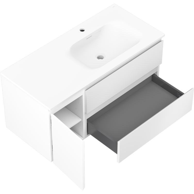Mexen Orio armoire de salle de bain 100 cm avec lavabo Vela droite, 2S, 1D, blanc mat - 91A13-10047-3-BBFFFF01-W23P01
