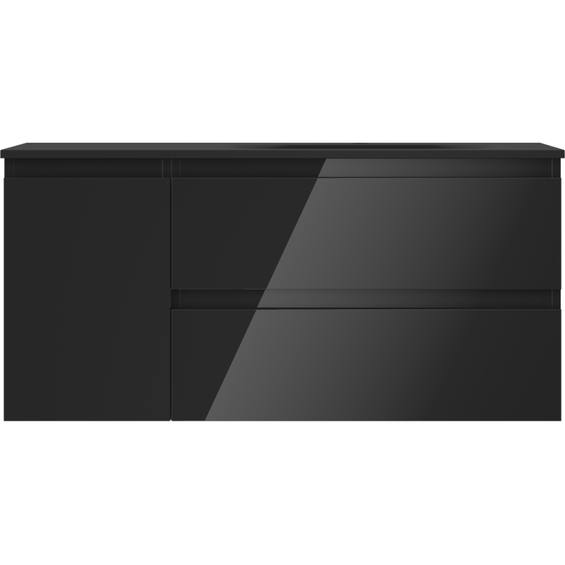Mexen Orio meuble de salle de bain 100 cm avec lavabo Vela droit, 2S, 1D, noir brillant/noir mat - 91A13-10047-3-BBFFF70-W23P71