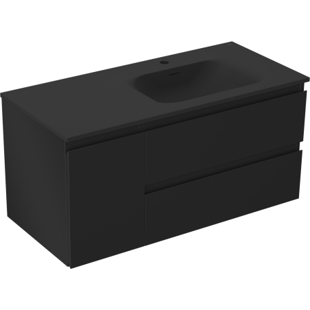 Mexen Orio armoire de salle de bain 100 cm avec lavabo Vela droit, 2S, 1D, noir mat - 91A13-10047-3-BBFFF71-W23P71