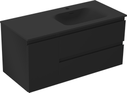 Mexen Orio armoire de salle de bain 100 cm avec lavabo Vela droit, 2S, 1D, noir mat - 91A13-10047-3-BBFFF71-W23P71