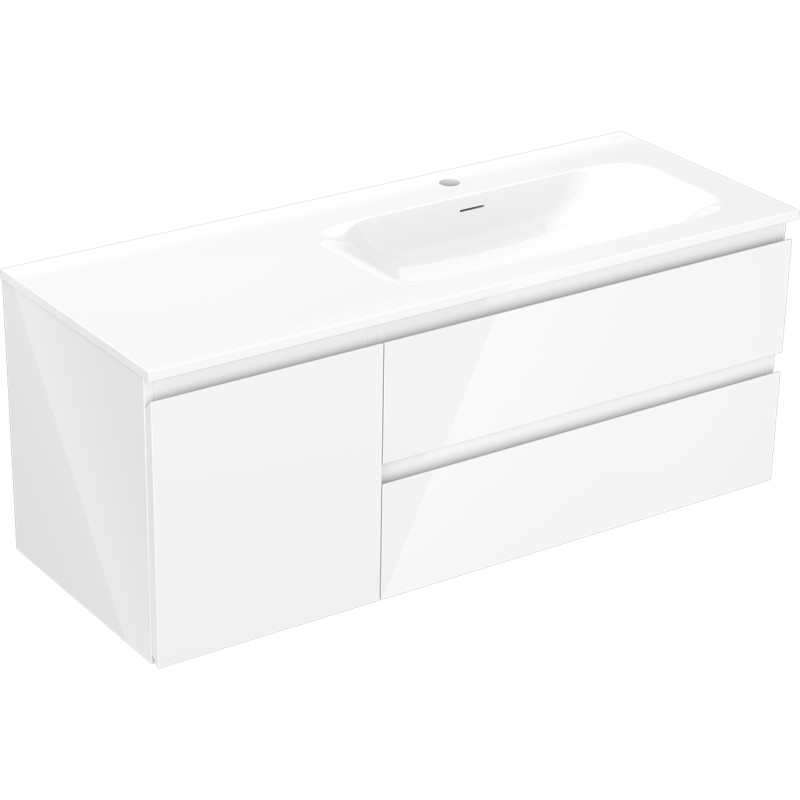 Mexen Orio armoire de salle de bain 120 cm avec lavabo Vela à droite, 2S, 1D, blanc brillant - 91A13-12047-3-BBFFF00-W23P00