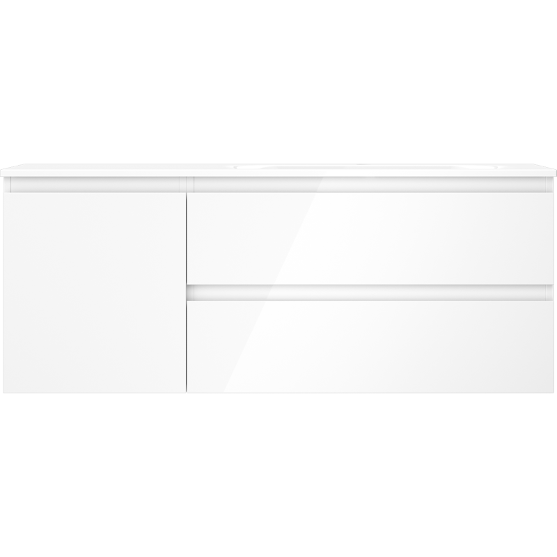 Mexen Orio armoire de salle de bain 120 cm avec lavabo Vela à droite, 2S, 1D, blanc brillant - 91A13-12047-3-BBFFF00-W23P00