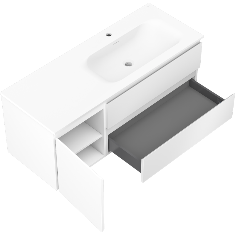 Mexen Orio meuble de salle de bain 120 cm avec lavabo Vela droit, 2S, 1D, blanc mat - 91A13-12047-3-BBFFFF01-W23P01