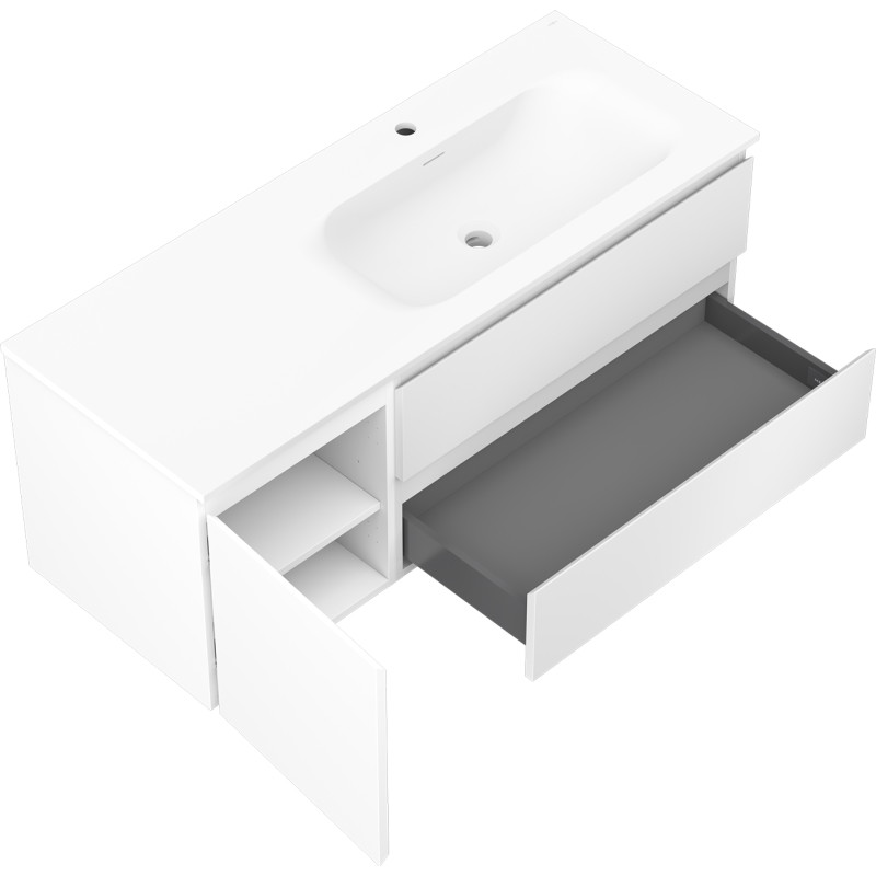 Mexen Orio meuble de salle de bains 120 cm avec lavabo Vela à droite, 2S, 1D, blanc mat - 91A13-12047-3-BBFFFF01-W23P01