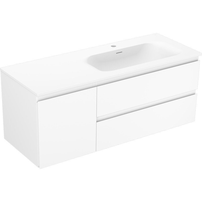Mexen Orio meuble de salle de bains 120 cm avec lavabo Vela à droite, 2S, 1D, blanc mat - 91A13-12047-3-BBFFFF01-W23P01
