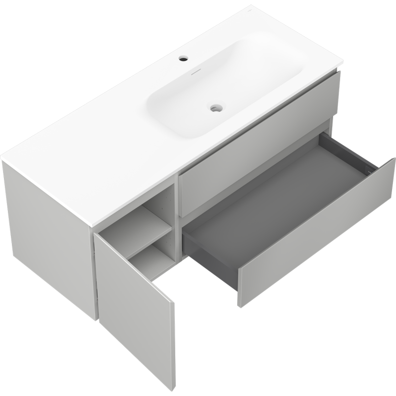 Mexen Orio armoire de salle de bain 120 cm avec lavabo Vela à droite, 2S, 1D, gris mat/blanc mat - 91A13-12047-3-BBFFF62-W23P01