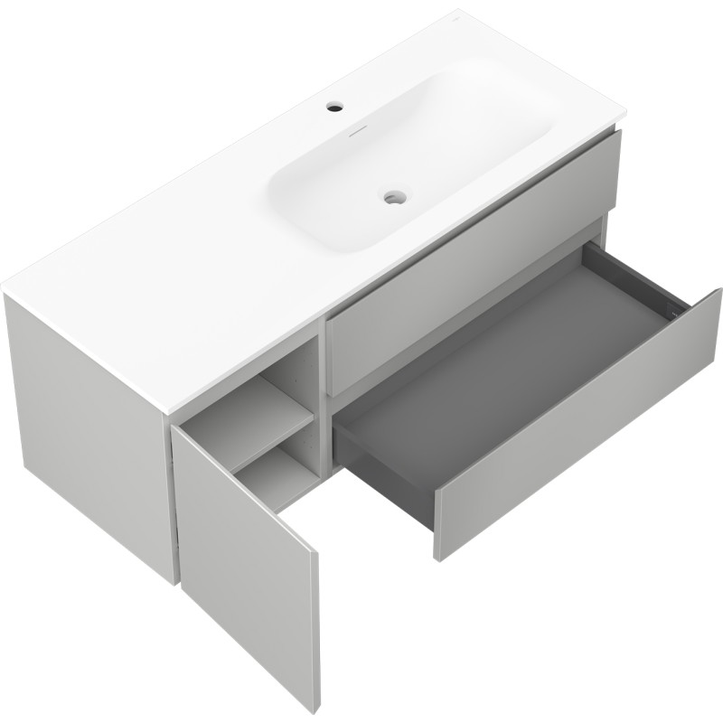 Mexen Orio armoire de salle de bain 120 cm avec lavabo Vela droit, 2S, 1D, gris mat/blanc mat - 91A13-12047-3-BBFFF62-W23P01