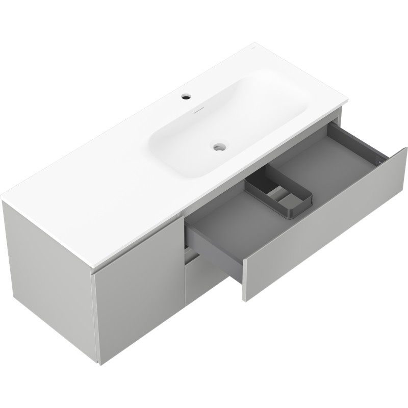 Mexen Orio armoire de salle de bain 120 cm avec lavabo Vela droit, 2S, 1D, gris mat/blanc mat - 91A13-12047-3-BBFFF62-W23P01