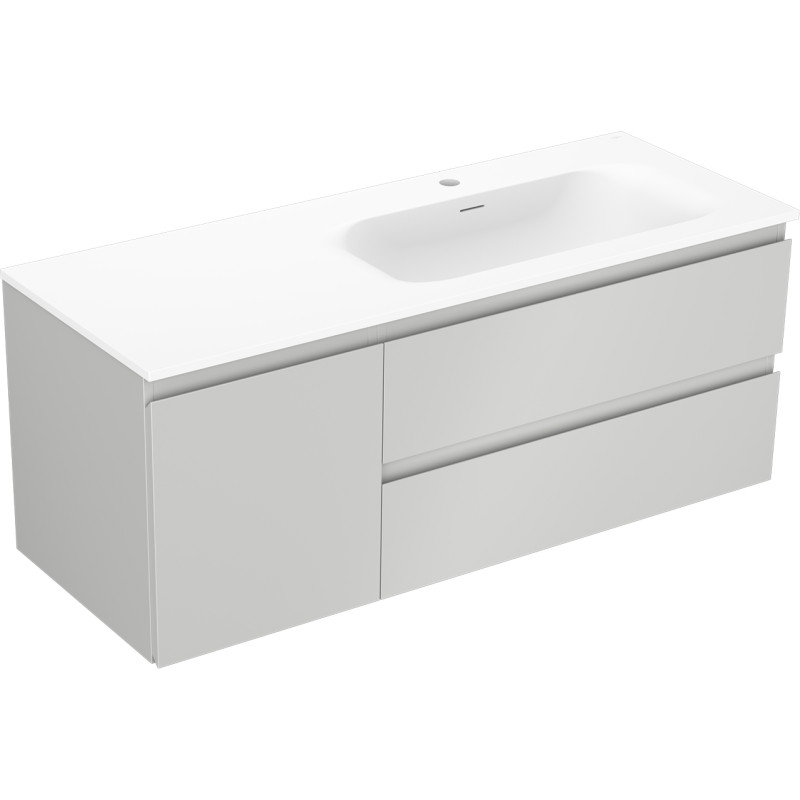 Mexen Orio armoire de salle de bain 120 cm avec lavabo Vela droit, 2S, 1D, gris mat/blanc mat - 91A13-12047-3-BBFFF62-W23P01