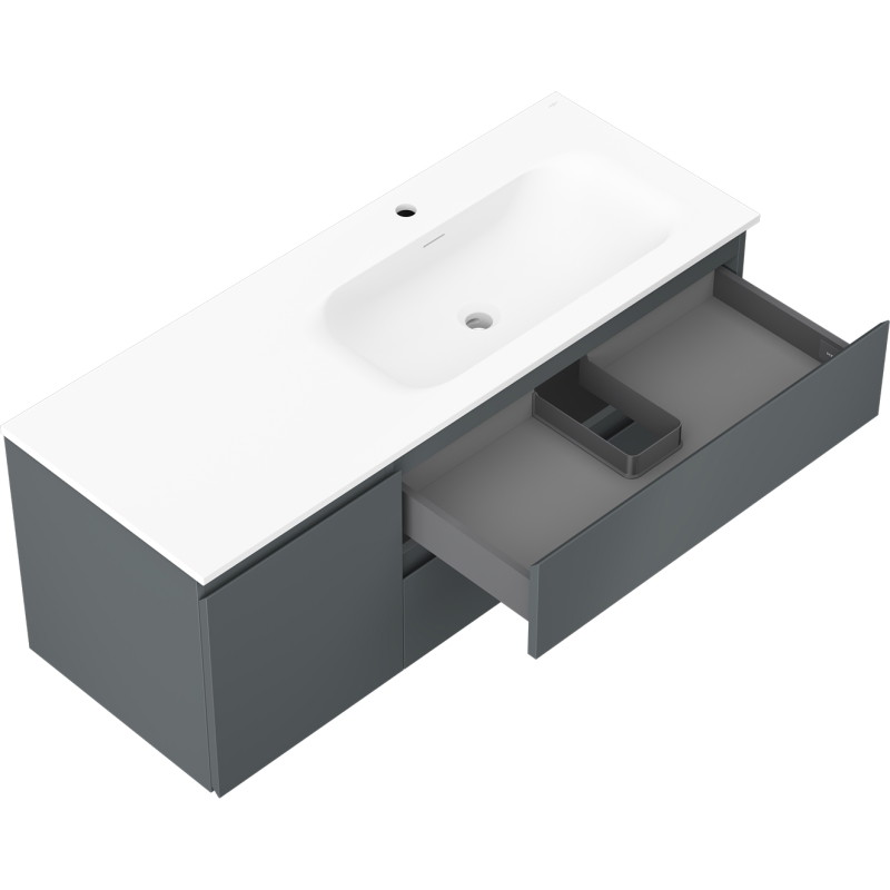 Mexen Orio armoire de salle de bain 120 cm avec lavabo Vela à droite, 2T, 1P, graphite mat/blanc mat
